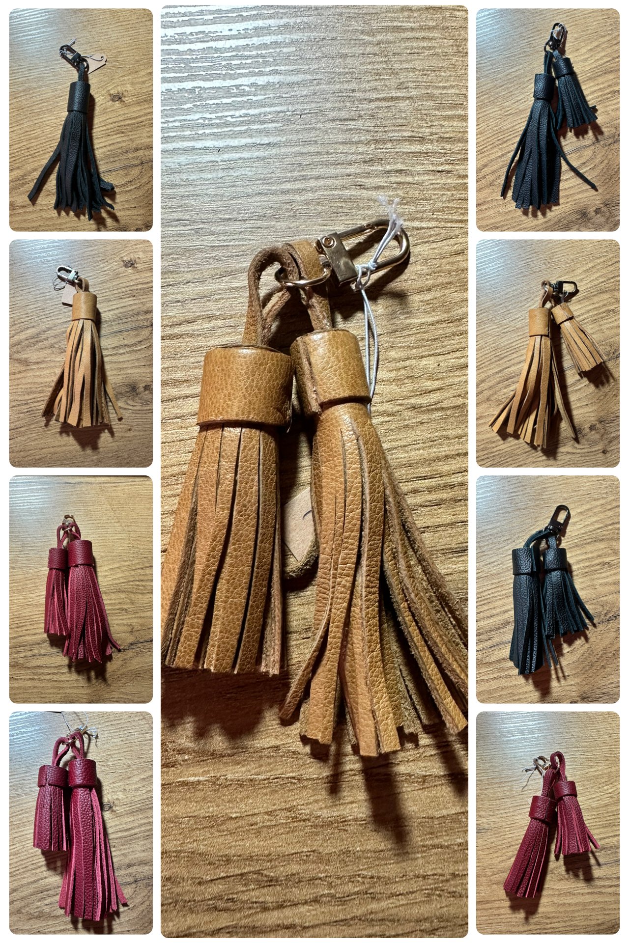 Porte Clé pompons cuir