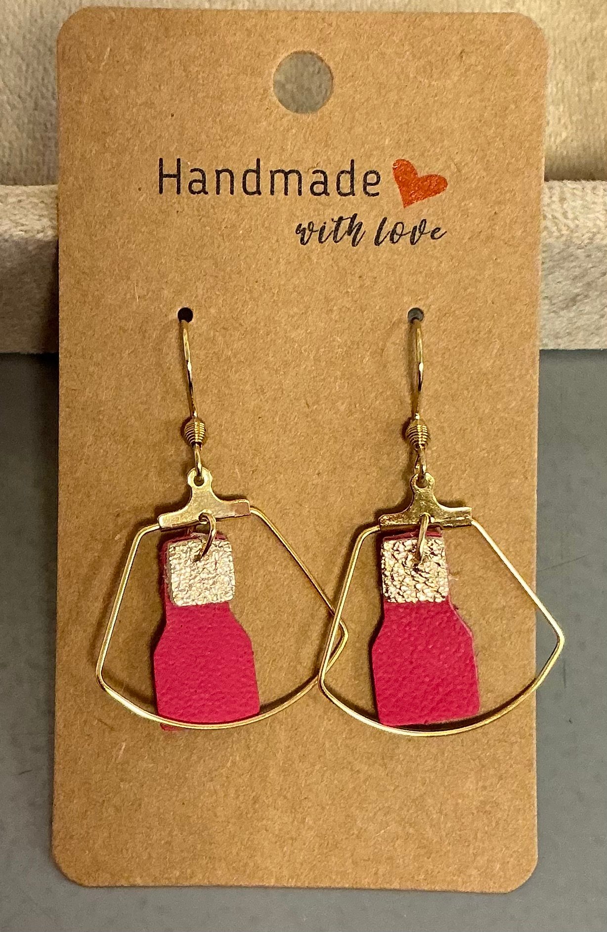 Boucles d’oreilles en cuir faites main – Plusieurs tailles, formes et coloris disponibles – Image 2